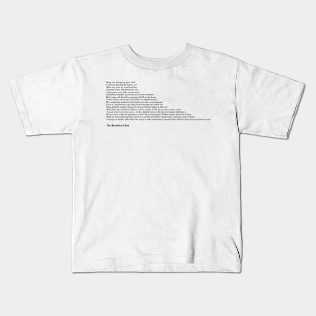 The Breakfast Club Quotes Kids T-Shirt by qqqueiru